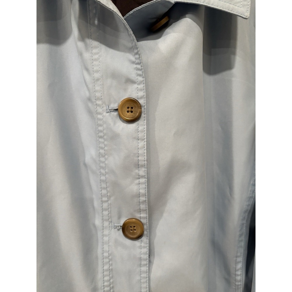 Lands End Women's Light‎ Blue Long Spring Coat Buttons Trench Size XL 18-20 - Picture 2 of 10